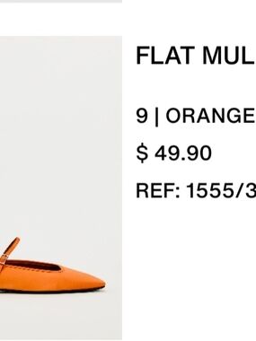 Zara Orange Pointed Mary Jane Flat
